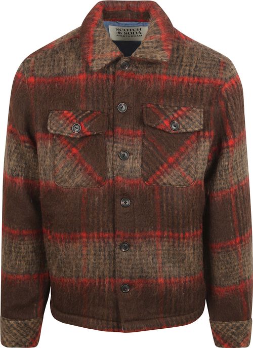 Scotch & Soda Overshirt Brushed Wool Ruiten Bruin Product