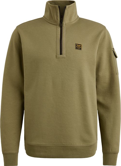 Sweter PME Legend Half Zip z dzianiny interlock, w kolorze oliwkowym Product