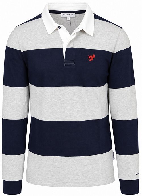 McGregor Rugbyshirt Stripe Navy Grey