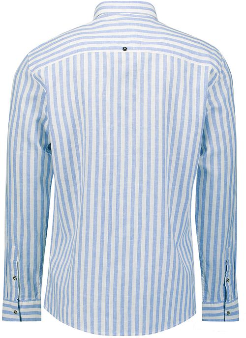 No Excess Camicia Casual Lino Righe Blu Product / Achterkant