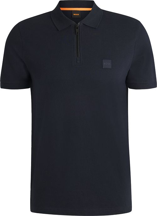 Polo BOSS Passerzip con mezza zip blu navy Product