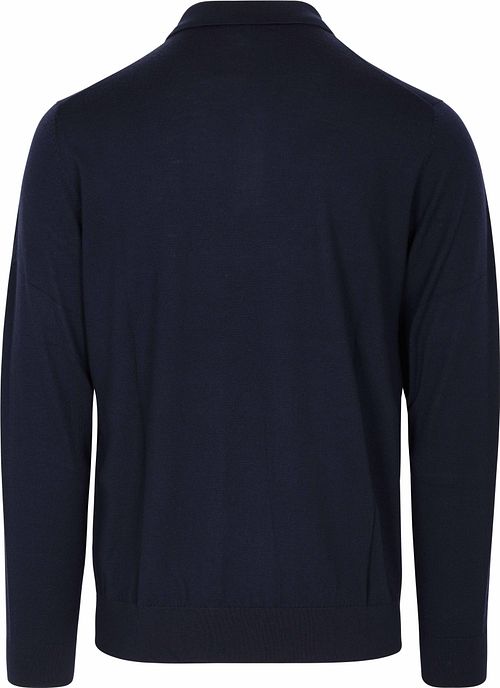 Profuomo Langærmet Poloshirt Merinould Flåde