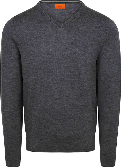 Suitable Merino Pullover V-Hals Antraciet Product