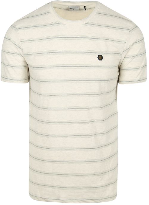 T-Shirt No-Excess girocollo in jacquard a righe écru Product