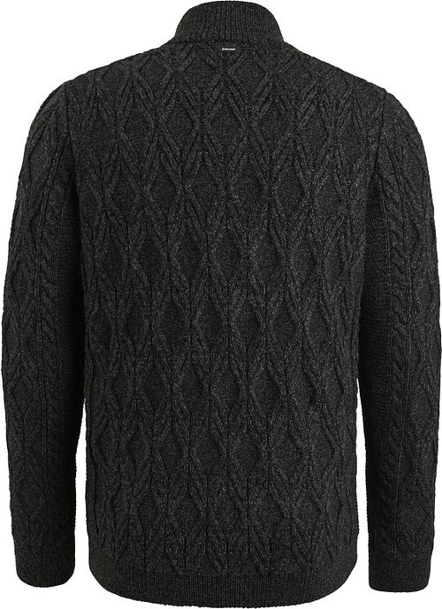 Vanguard sweter z półgolfem na zamek, gruby splot, czarny Product / Achterkant
