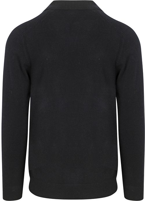 Profuomo Langærmet Poloshirt i uldblanding, marineblå Product / Achterkant