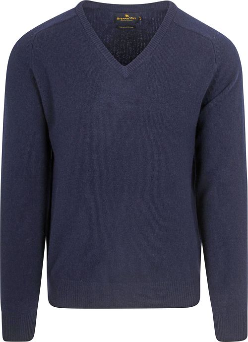Steppin' Out Pull Col-V Laine Laine D'Agneau Navy Product