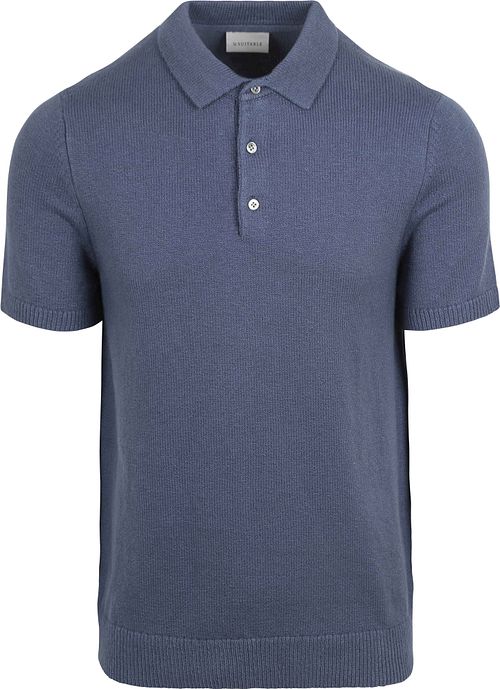 Suitable Heavy Knitted Polo Raw Denim Blauw Product