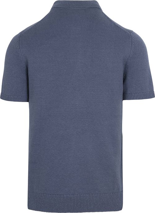 Suitable Heavy Knitted Polo Raw Denim Blauw Product / Achterkant