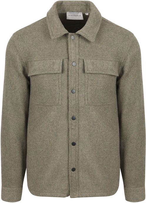 Suitable Overshirt Wool Blend Olijfgroen Product