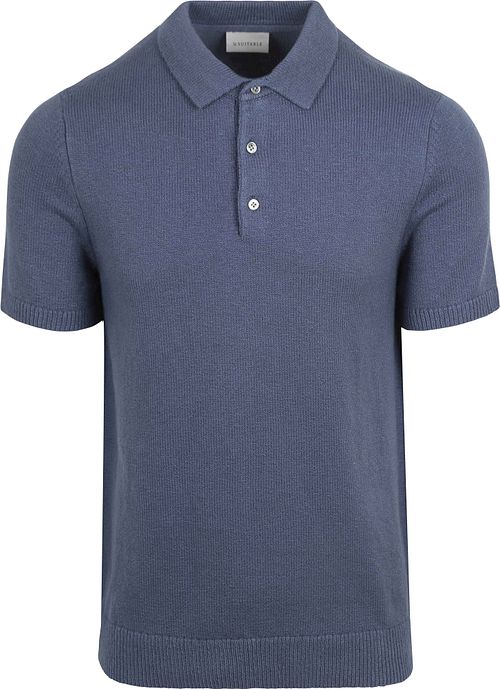 Suitable Tykk Strikket Pologenser Rå Denim Blå Product