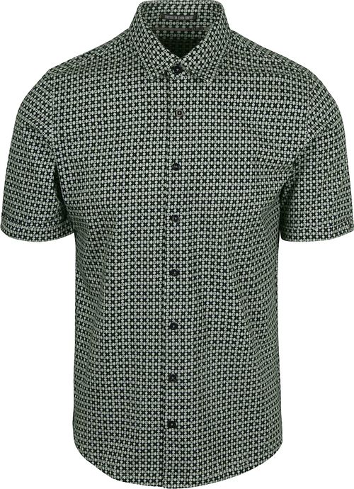 No Excess Camisa de punto de manga corta con estampado en verde musgo Product
