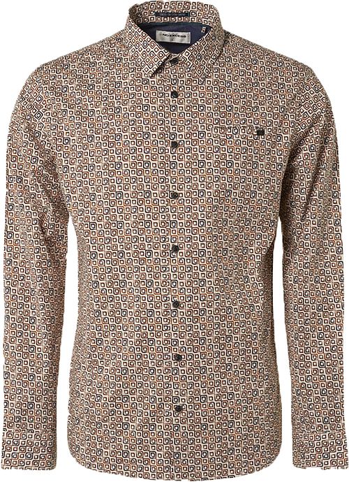 No Excess Freizeithemd Allover-Muster Caramel Product