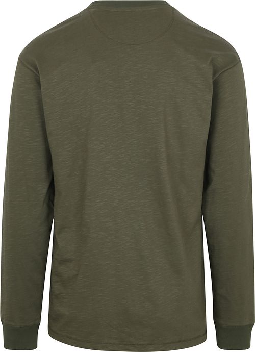 Scotch and Soda Langermet Henley T-skjorte Oliven Product / Achterkant