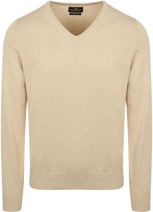 Steppin' Out Jersey de cachemira con cuello en V en color crudo Product