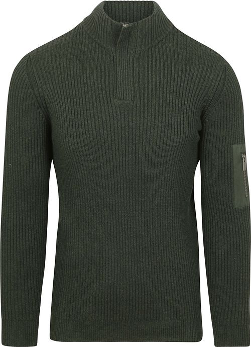 Suitable Mou sweter Half Zip w kolorze ciemnozielonym Product