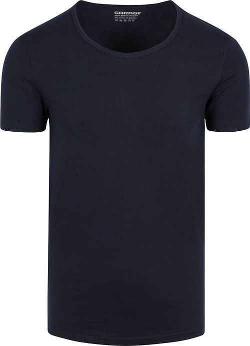 Garage T-Shirt Basic Stretch blu navy con scollo a O profondo Product