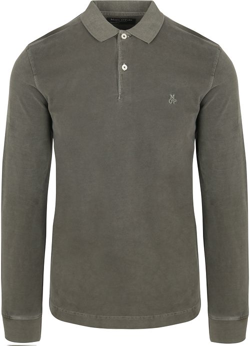 Marc O'Polo Longsleeve Poloshirt Olijfgroen Product