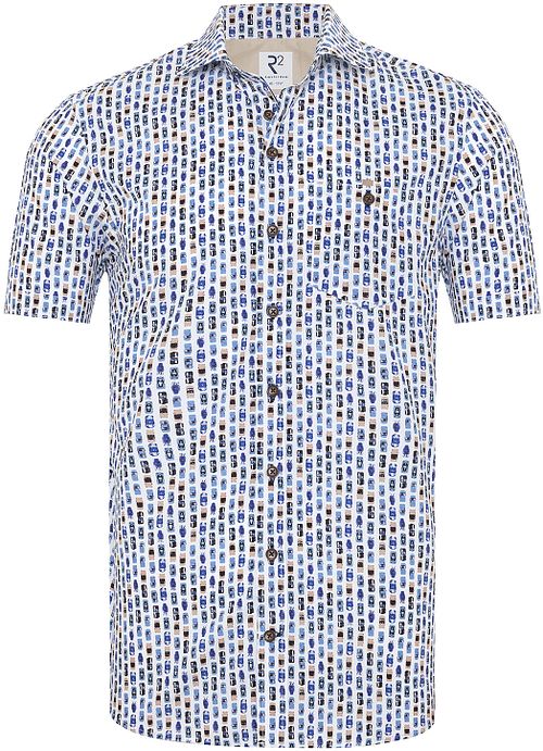 R2 Overhemd Korte Mouwen Print Auto Blauw Product