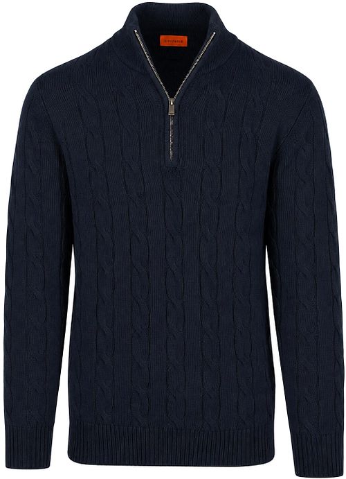 Steppin' Out Lau Pull Merino Half Zip Cable Navy