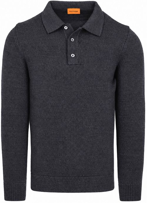 Suitable Button Longue Melange Navy poloshirt