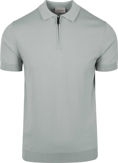 Suitable Polo de punto con media cremallera en gris polvo Product