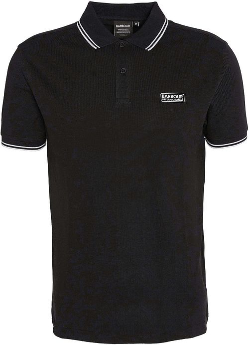 Barbour International Piqué Poloshirt Evan Tipped Schwarz