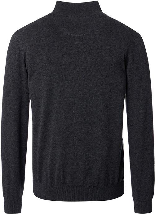 Casa Moda Halvzip Trøje Solid Antraciet Product / Achterkant