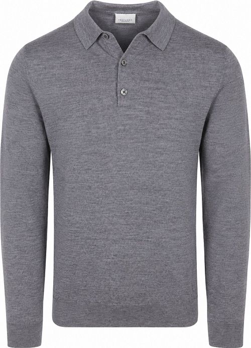 Profuomo Longsleeve Poloshirt Merinowolle Grau