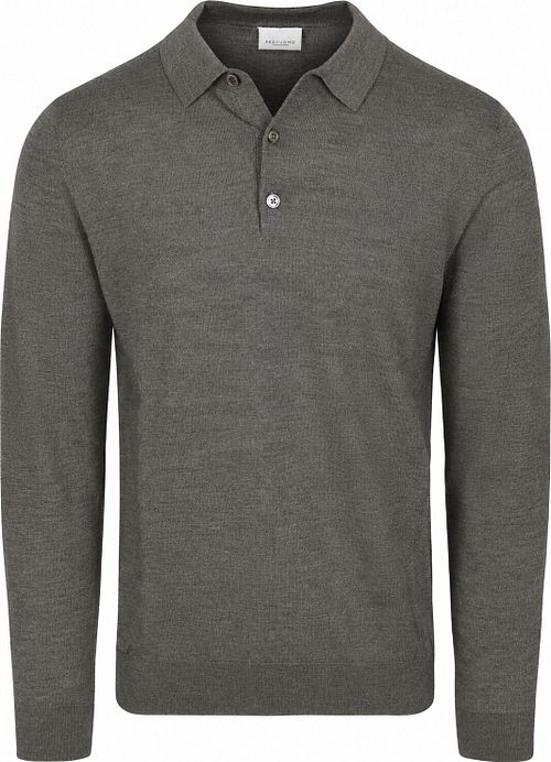 Profuomo Longsleeve Poloshirt Merinowolle Grün