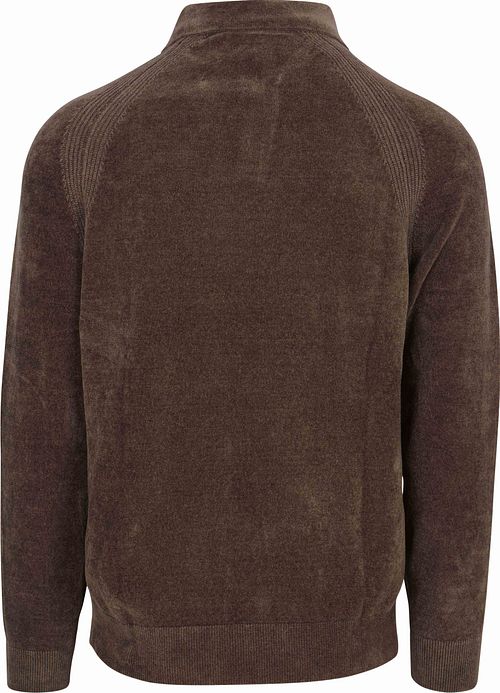 Profuomo Longsleeve Polo Shirt Chenille Brown