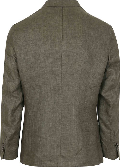 Suitable Veste de Costume De Lin Panama Vert Olive Product / Achterkant