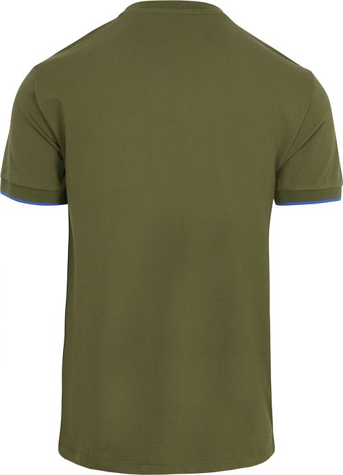 Sun68 Piqué T-Shirt Fluo Stripe Army Product / Achterkant