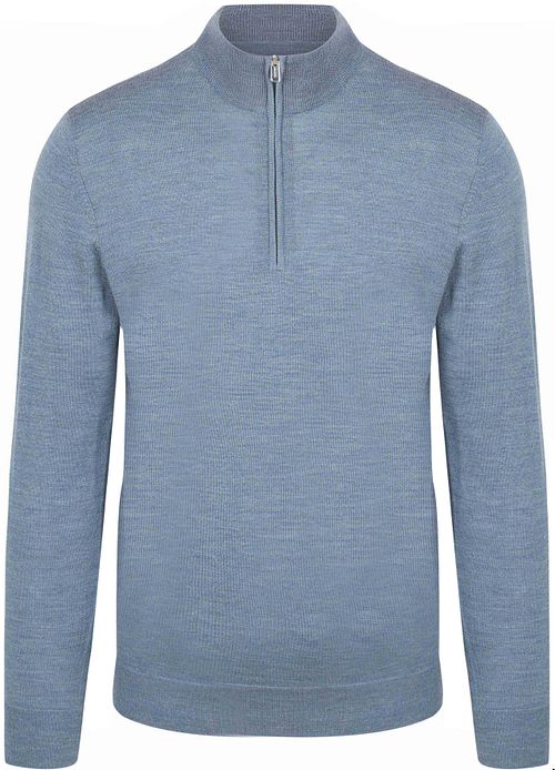 Profuomo Half Zip Pullover Merinowol Melange Blauw Product