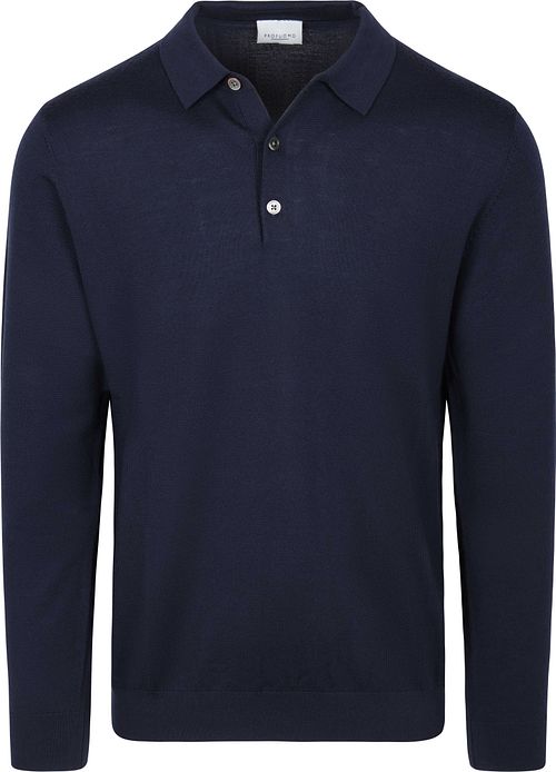 Profuomo Longsleeve Poloshirt Merinowolle Navy