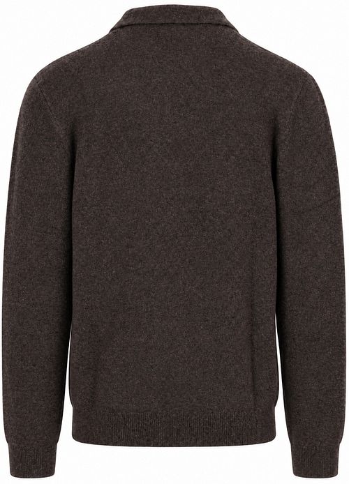 Profuomo Longsleeve Poloshirt Boiled Wool Braun