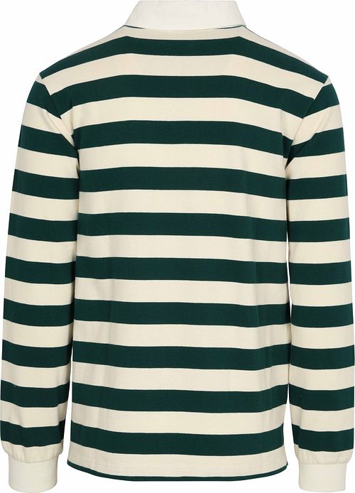 Steppin' Out Rugby Polo Shirt Stripe Green Ecru Product / Achterkant