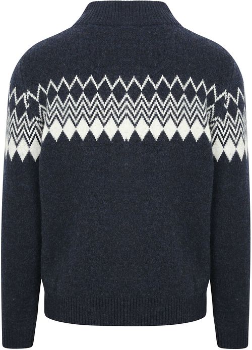 Suitable Avery Nordic Pull Demi-Zip Mix Laine Bleu Foncé Product / Achterkant