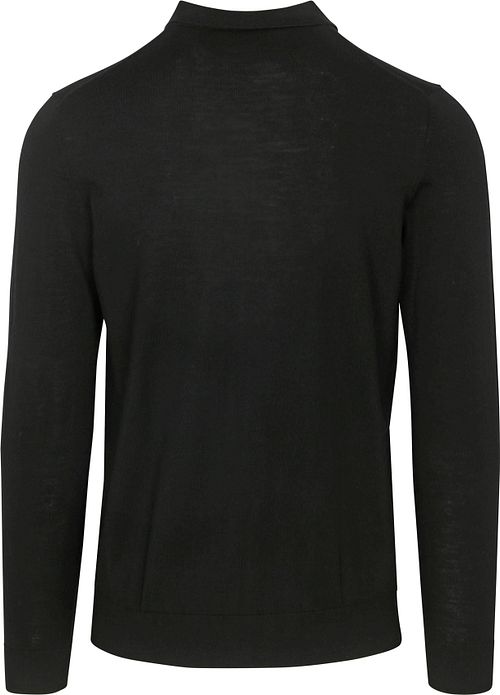 Profuomo Longsleeve Polo Shirt Merino Wool Black Product / Achterkant