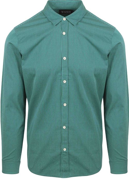 Camicia Essential in popeline a righe Scotch and Soda verde Product