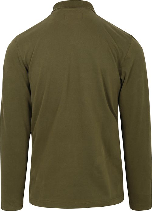 Marc O'Polo Langarm Polohemd Olivegrün Product / Achterkant