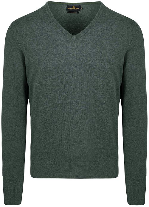 Steppin' Out Cotton-Cashmere Pullover mit V-Ausschnitt in Dunkelgrün Product