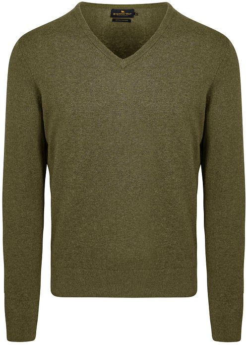 Steppin' Out Pullover Cotton Cashmere V-Neck Olive Green Product