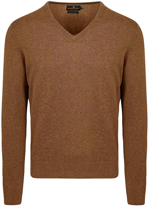 Steppin' Out sweter z bawełny i kaszmiru z dekoltem w serek, camel Product