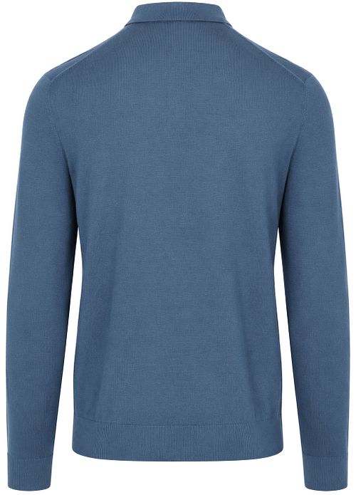 Suitable Compact Cotton poloshirt Denim Blå Product / Achterkant