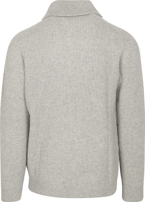 Profuomo sweter z półgolfem Half Zip z wełny merino, melanżowy szary Product / Achterkant