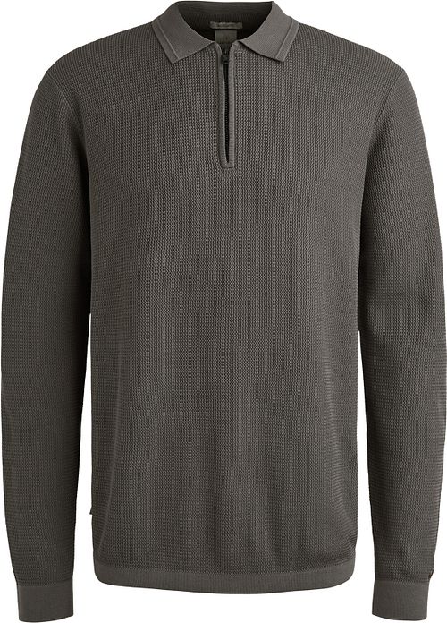 Cast Iron Longsleeve Half-Zip Polo Shirt Structure Anthracite