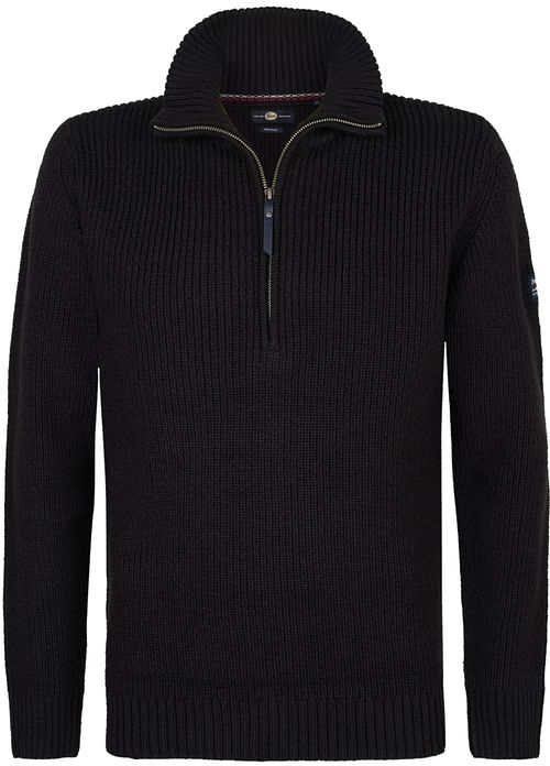 Petrol halv lynlås-pullover i mørkeblå Product