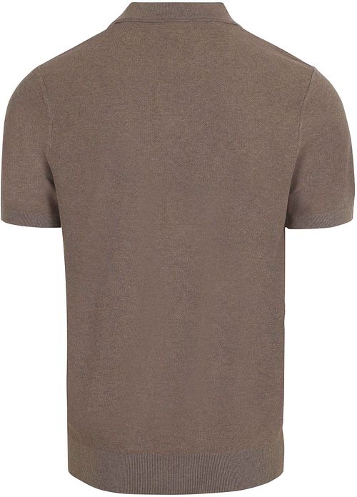 Profuomo Poloshirt Riva Luxury Structure Taupe Product / Achterkant