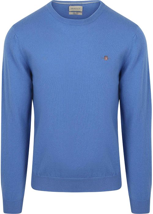 Pullover GANT in lana d’agnello blu medio Product
